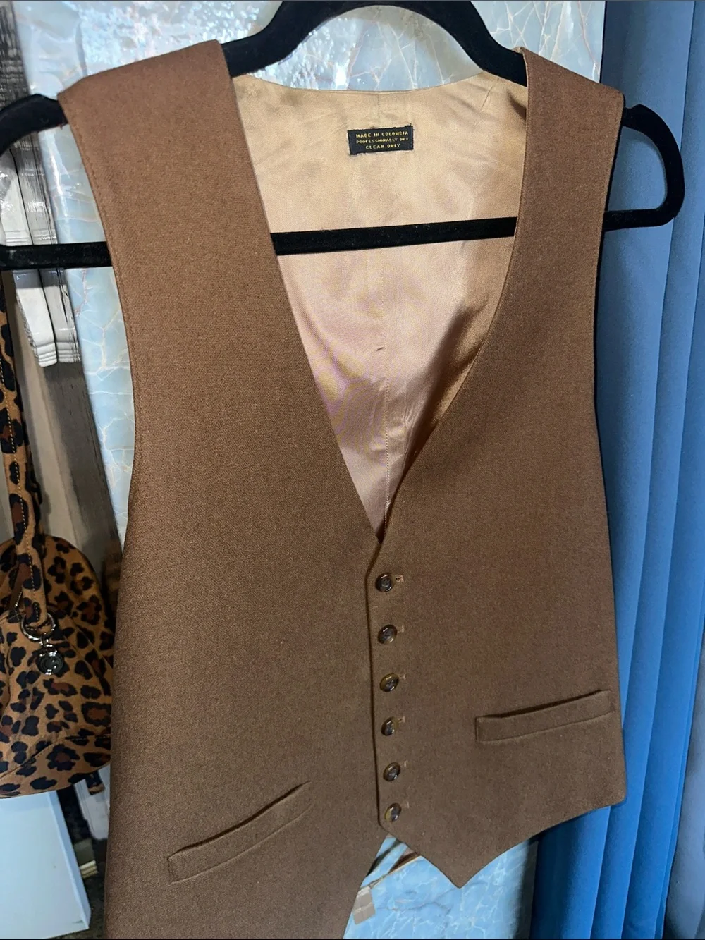 Men's Brown Wool Blend Vest - Classic Tailored Waistcoat